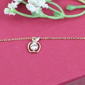 "Sparkling Apple Charm Rose Gold Bracelet with Adjustable Fit, XPBL0851